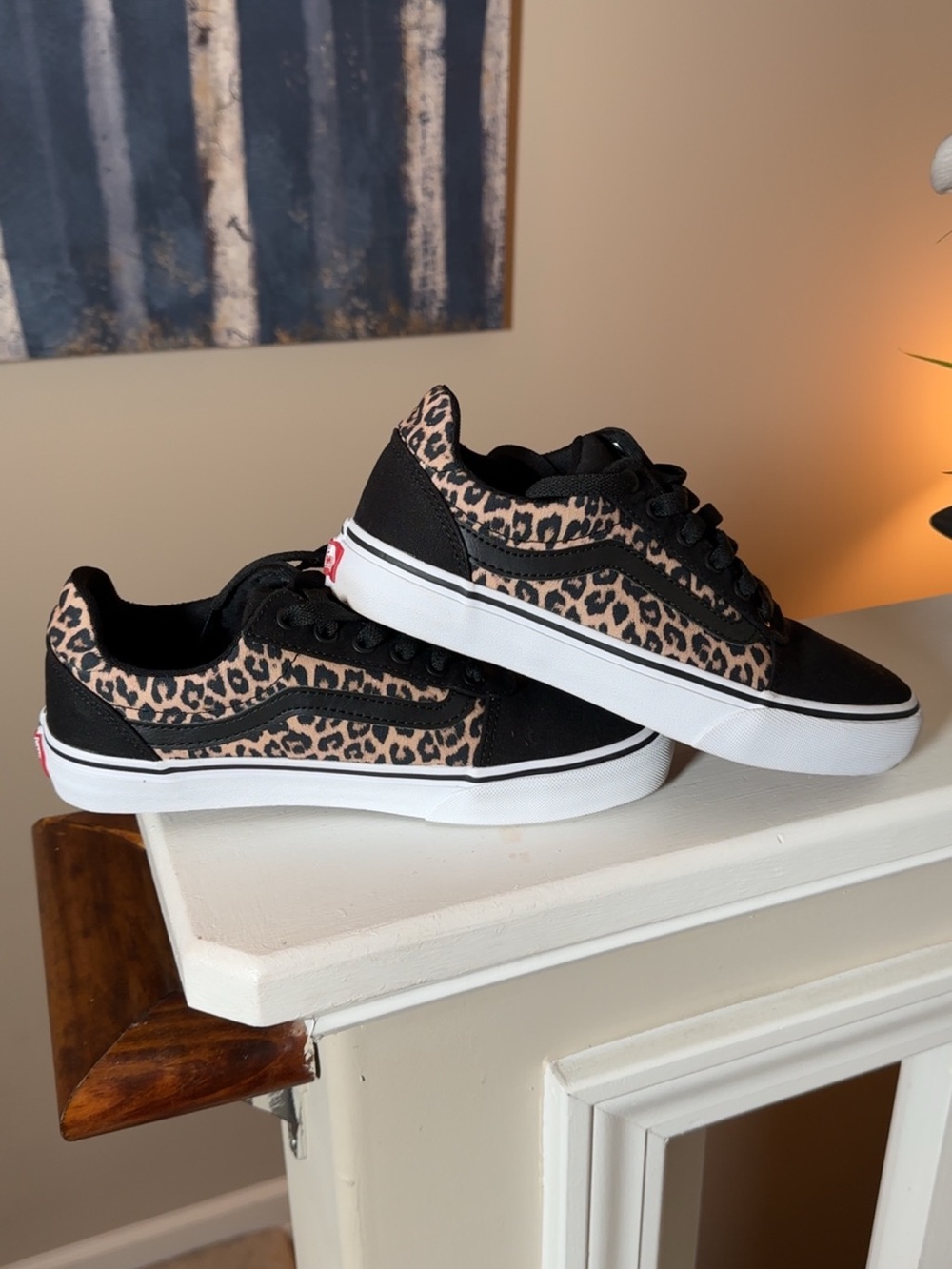 Vans Black and Leopard Print Low-Top Sneakers - Picture 6 of 6